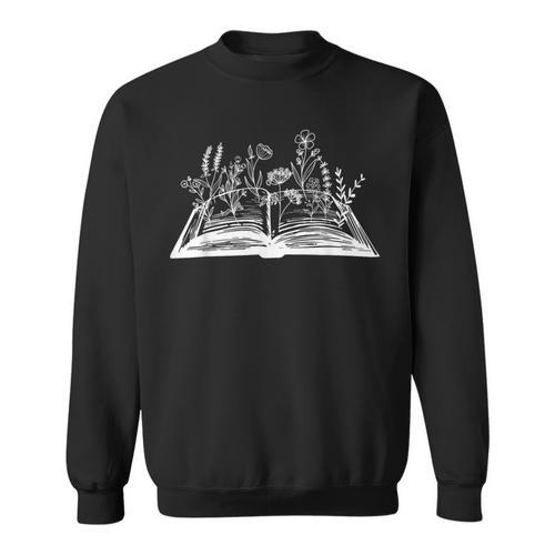 Wildflowers Book Day Flower Books Lover Reader Bookworm Cool Sweatshirt - Bookorys