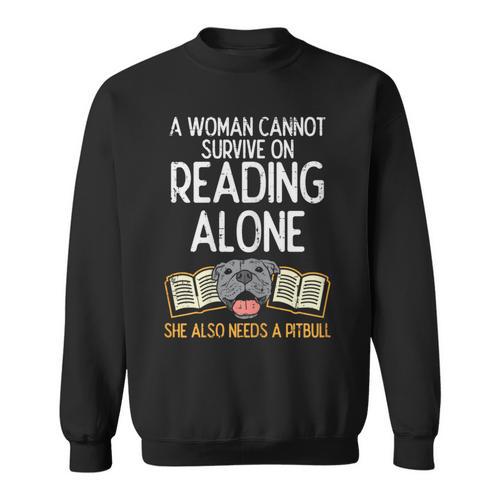 Woman Book Librarian Reading Pitbull Dog Owner Women Sweatshirt - Bookorys AU
