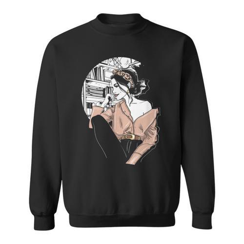 Woman Bookworm Reading Books Library Literature Read Book Sweatshirt - Bookorys