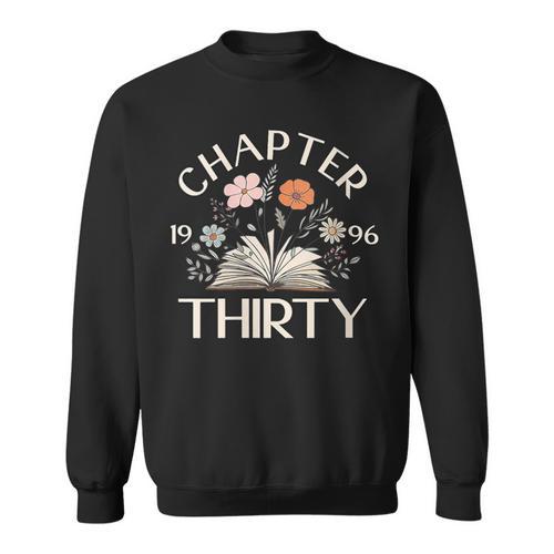 Women's 1996 Chapter Thirty 30th Birthday Decoration Wildflower Book Sweatshirt - Bookorys