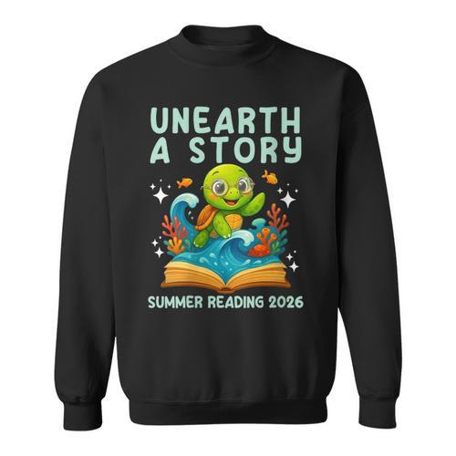 Women's Book Sea Turtle Summer Reading 2026 Unearth a Story Sweatshirt - Bookorys CA