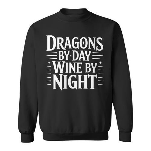 Women's Fantasy Books Reading Time Dragons By Day Wine By Night Sweatshirt - Bookorys