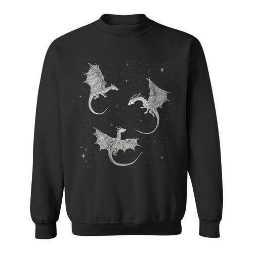 Women's Flying Dragon Fantasy Reader For Bookworm Book Lovers Sweatshirt - Bookorys
