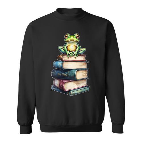 Women's Frog Read Books Reading Love Toad Cottagecore Sweatshirt - Bookorys