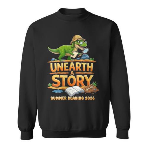 Women's Unearth a Story Dinosaur Reading Books Summer 2026 Sweatshirt - Bookorys DE