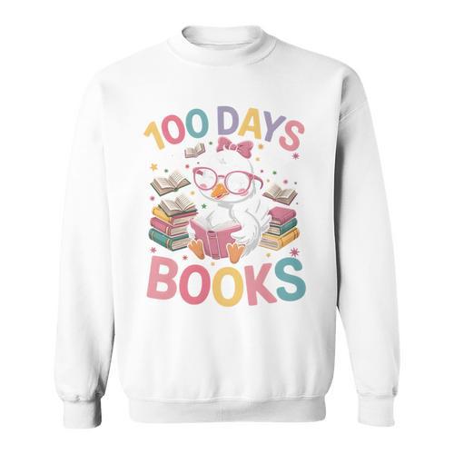 100 Days In The Books Goose Reading 100th Day Of School Sweatshirt - Bookorys UK