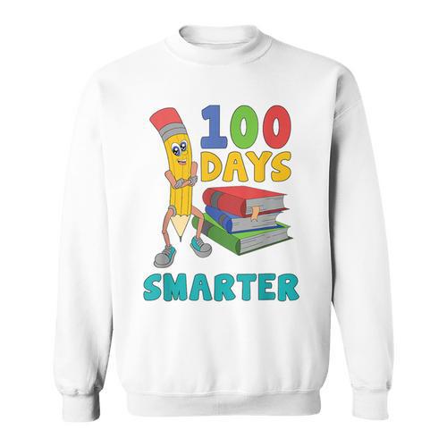 100 Days Smarter Teacher Student Books 100th Day Of School For Men Women Kids Sweatshirt - Bookorys DE
