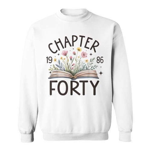 1986 Chapter Forty 40th Birthday Wildflower Book 40 Year Old Sweatshirt - Bookorys