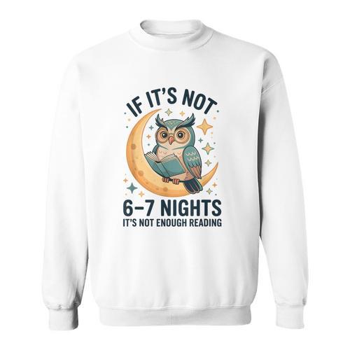 6-7 Nights Reading Owl On Moon Book Lover Reading Sweatshirt - Bookorys CA