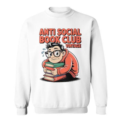 Anti Social Book Club Vintage Retro Reader Art Premium Tri-Blend Sweatshirt - Bookorys CA
