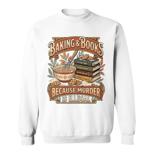 Baking Books Vintage Because Murder Is Illegal Aesthetic Sweatshirt - Bookorys CA