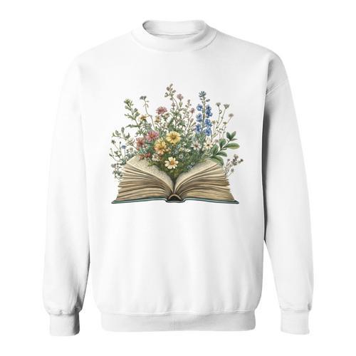 Book Flowers Reading Book Lover Sweatshirt - Bookorys CA