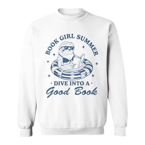 Book Girl Summer Bookish Sloth Beach Vacation Sweatshirt - Bookorys