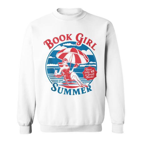 Book Girl Summer Women Retro Bookish Vacation Reader Sweatshirt - Bookorys CA
