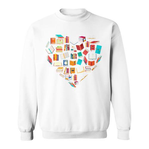 Book Lover Heart Shape Reading Club Librarian Bookworm Premium Tri-Blend Sweatshirt - Bookorys