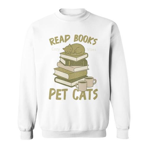 Book Lover Women Read Books Pet Cats Premium Tri-Blend Sweatshirt - Bookorys AU