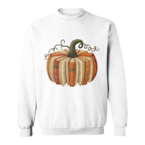 Book Pumpkin Autumn Halloween Literary Readers Sweatshirt - Bookorys AU