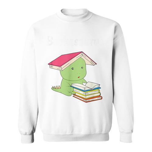 Bookasaurus T-Rex Reading Dinosaur Book Pun T Shirt Sweatshirt - Bookorys DE