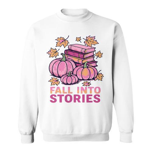 Bookcore Coquette Pinkoween Fall Into Stories Books Premium Tri-Blend Sweatshirt - Bookorys