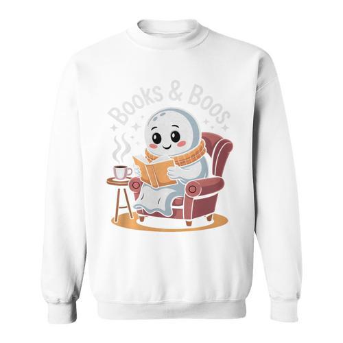 Books And Boos Reading Ghost Premium Tri-Blend Sweatshirt - Bookorys UK