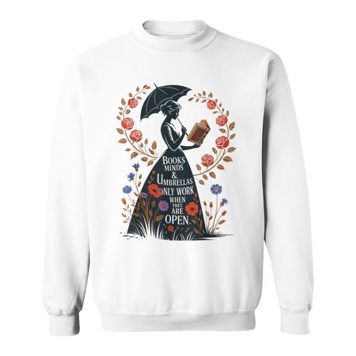 Books Minds Umbrellas Quote Reading Lover Vintage Reader Sweatshirt - Bookorys AU