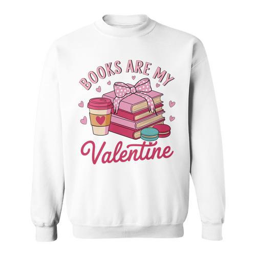 Books Are My Valentine Coquette Bow Bookworm Pink Books Sweatshirt - Bookorys