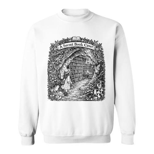 For Bookworm A Secret Book CAVE Frog Girl Mushroom Books Sweatshirt - Bookorys