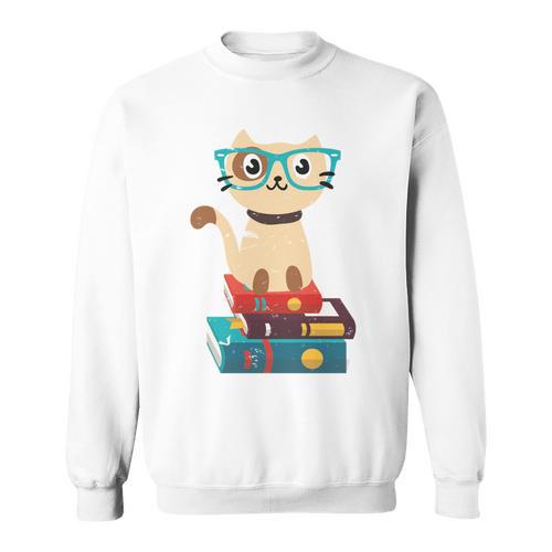 Cat Book Reader Nerd Sweatshirt - Bookorys AU