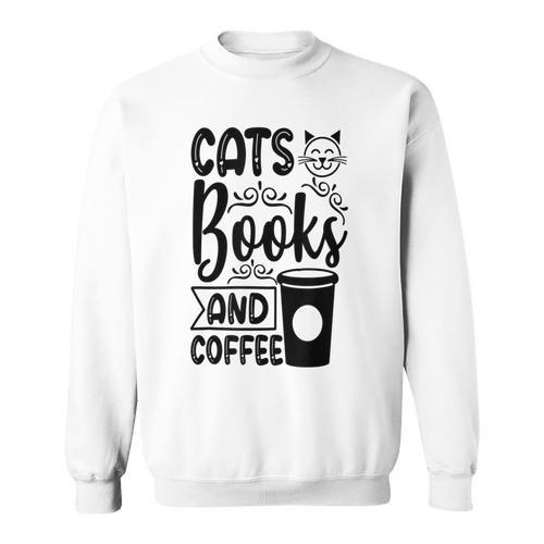 Cats Books And Coffee Kitty Cat Lover Sweatshirt - Bookorys AU