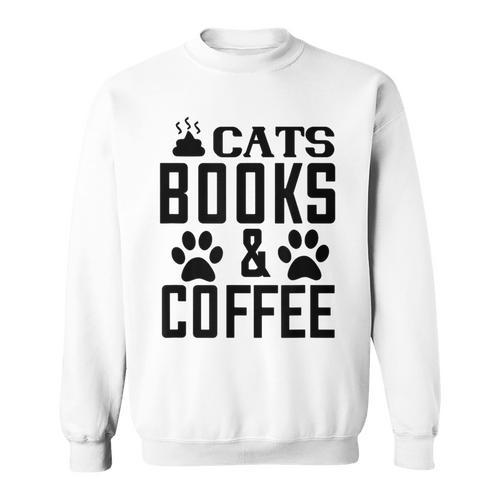 Cats Books And Coffee Reading Sweatshirt - Bookorys AU