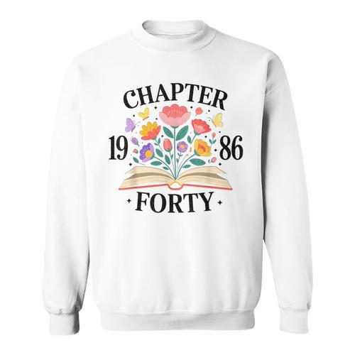 Chapter Forty 1986 40th Birthday Wildflower Book Lover Sweatshirt - Bookorys