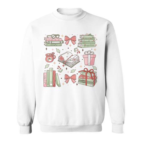 Christmas Book Lover Reading Reader Men Women Kids Xmas Sweatshirt - Bookorys