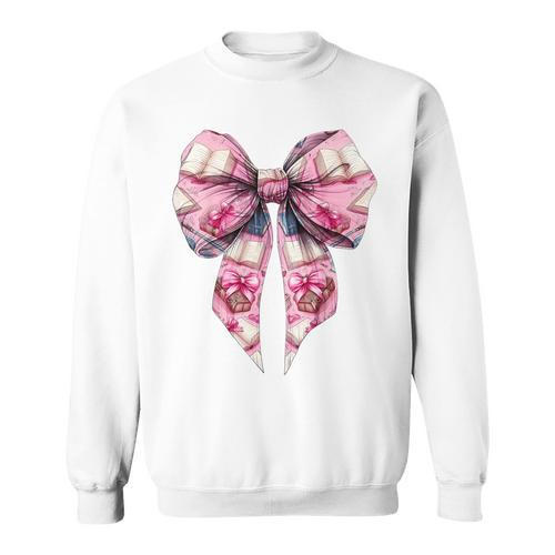 Coquette Bow Bookworm Book Reader Reading Books Pattern Girl Sweatshirt - Bookorys