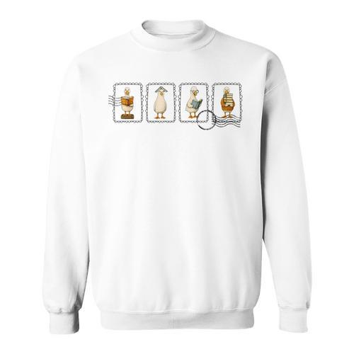 Cute Bookish Silly Goose Reading Book Teacher Stamp Sweatshirt - Bookorys