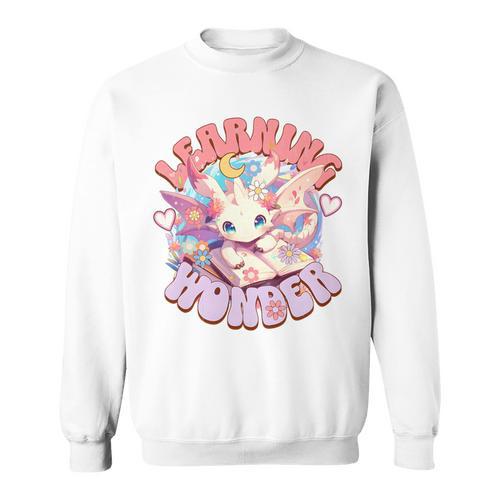 Cute Dragon Learning Wonder Bookworm Girls Books & Dragons Premium Tri-Blend Sweatshirt - Bookorys AU