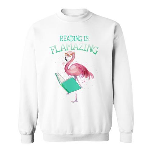 Cute Reading Is Flamazing Flamingo Book Lover Reader Sweatshirt - Bookorys DE