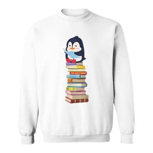 Cute Reading Penguin Women's Tops Book Lovers Sweatshirt - Bookorys CA