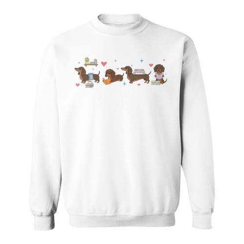Dachshund Reading Books Cute Dog Lover Bookish Doxie Sweatshirt - Bookorys UK