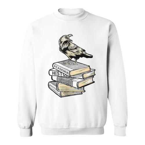 Dark Academia Aesthetic Raven Crow On Old Vintage Books Sweatshirt - Bookorys DE