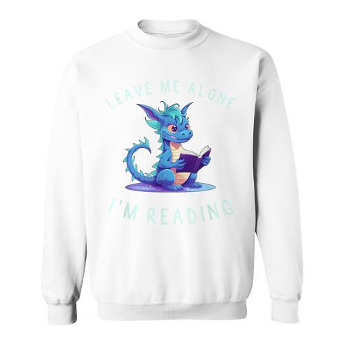 Dragon Reading Book Lover Leave Me Alone I'm Reading Sweatshirt - Bookorys AU