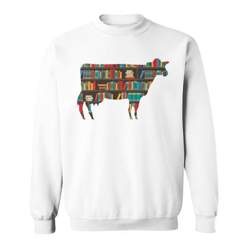 Easily Distracted By Cows & Books Lover Heifer Farm Sweatshirt - Bookorys UK
