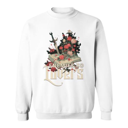 Enemies To Lovers Book Reader Roses Bookish Booktok Retro Sweatshirt - Bookorys