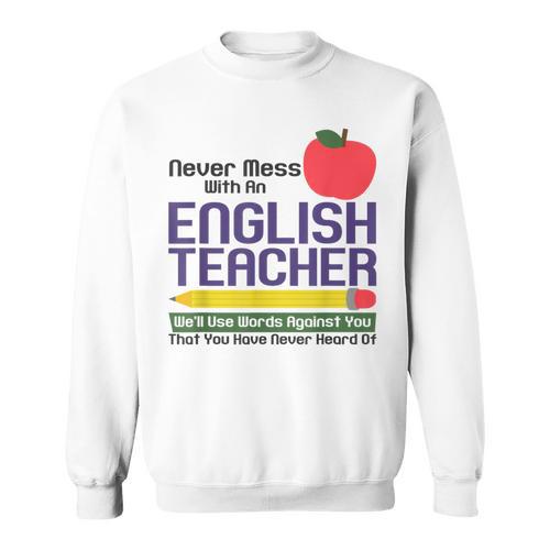 English Teacher Humor Reading Books Vocabulary Grammar Sweatshirt - Bookorys