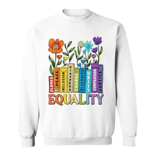 Equality Books Wildflower Rainbow LGBT Lesbian Gay Pride Sweatshirt - Bookorys