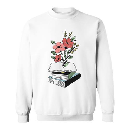 Floral Book Reader Fan For Reading Flower Books With Blooms Sweatshirt - Bookorys