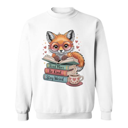 Fox Read More Books Stay Weird Cottagecore Reader Aesthetic Premium Tri-Blend Sweatshirt - Bookorys DE