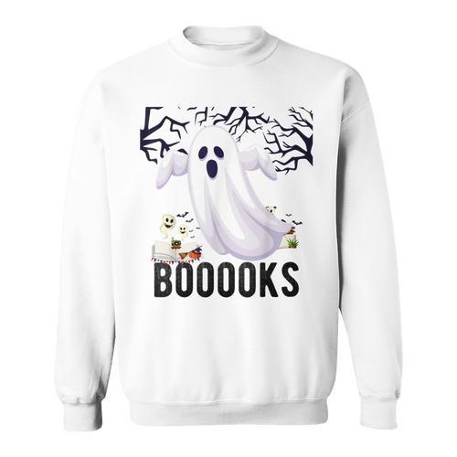 Halloween Teacher Librarian Books Reading Ghost Pun BOOOOKS For Men Women Kids Sweatshirt - Bookorys