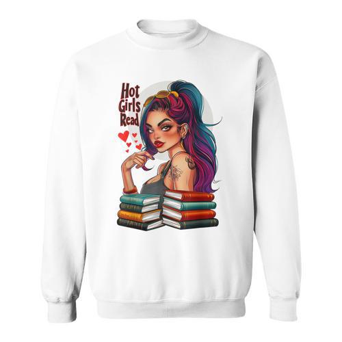 Hot Girls Read Books Spicy Dark Romance Reader Bookish Girl Sweatshirt - Bookorys CA