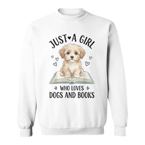 Just A Girl Who Loves Books And Dogs Puppy Pet Lover Sweatshirt - Bookorys DE