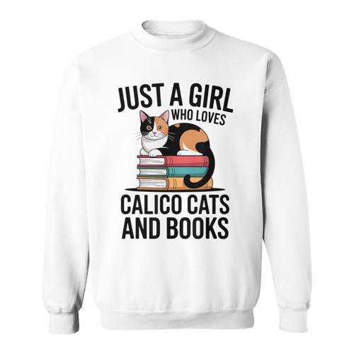 Just A Girl Who Loves Calico Cats And Books Minimal Tee Sweatshirt - Bookorys AU